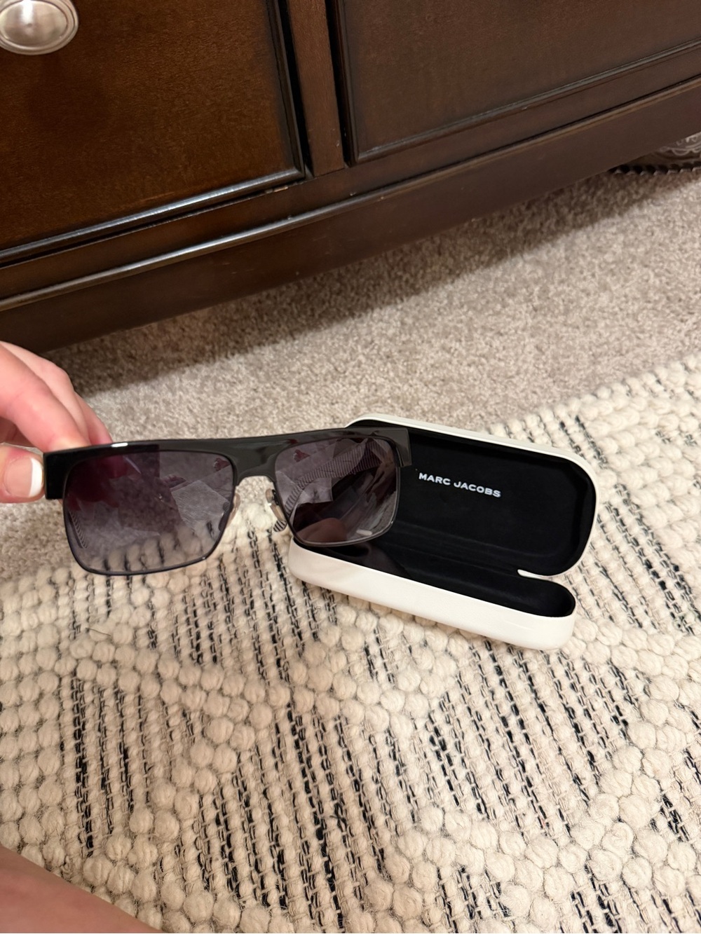 Marc Jacobs Black Sunglasses with White Logo Case
